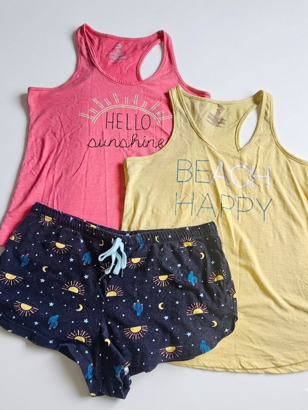 Set/3 Summer Pajama Set- Shorts & Tank Tops